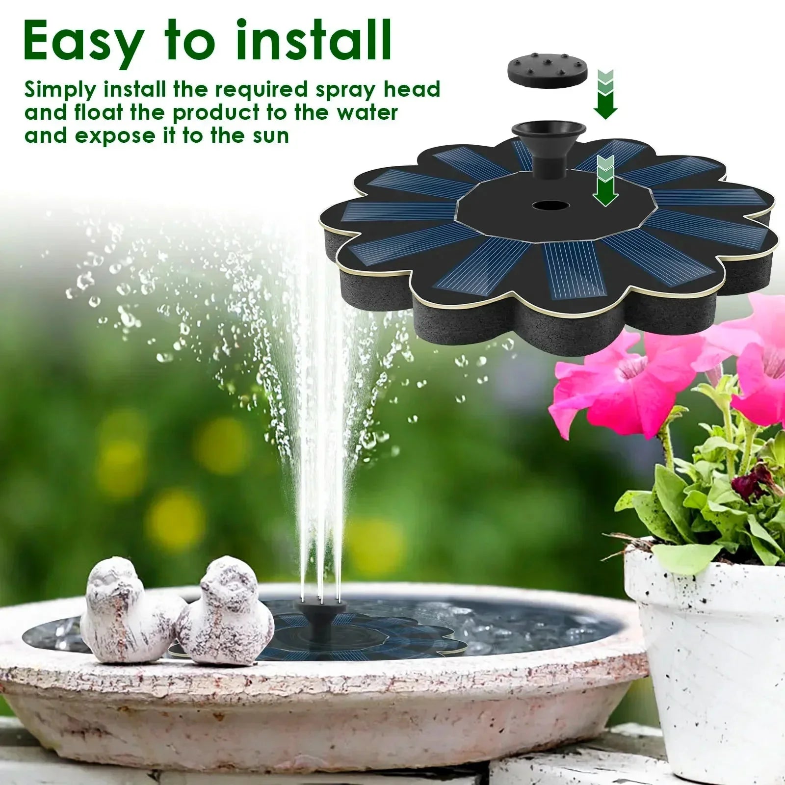 Solar Wasserfontäne mit 5 Düsenaufsätzen -    Zorenza
