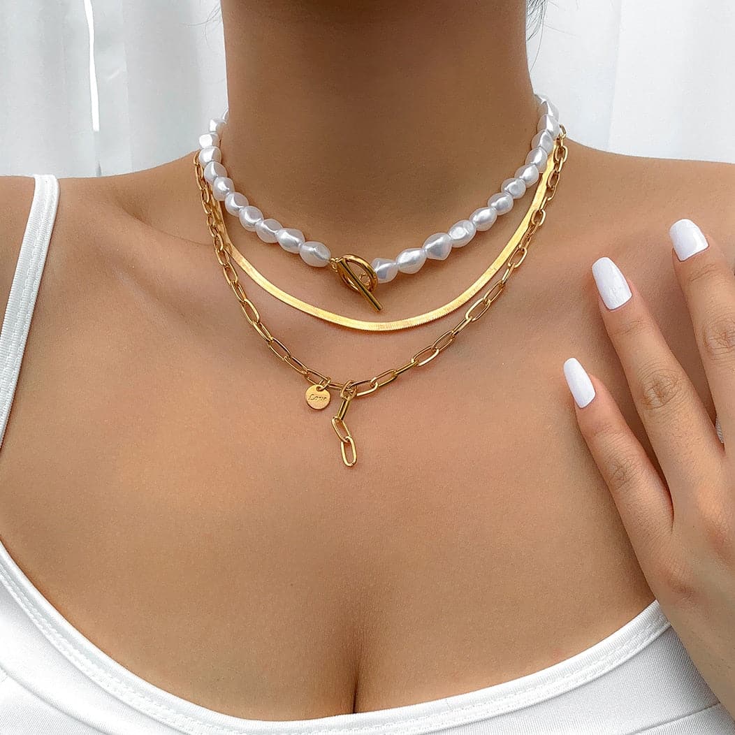 Pearl Heart OT Buckle  Necklace