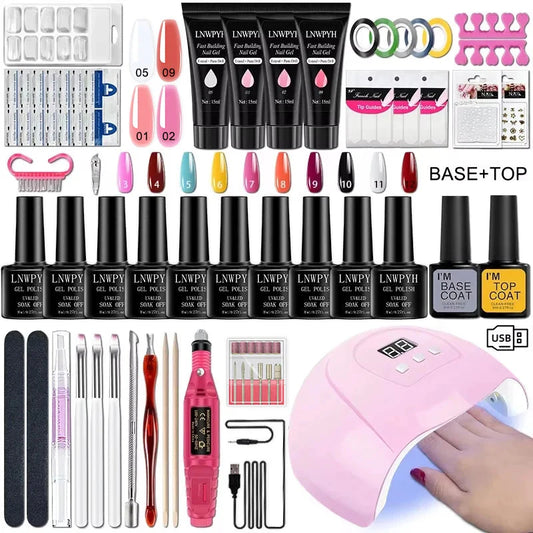 Gelnagellakset met UV-nagellamp Elektrische nagelboormachine Losweken Gelnagelset Basis- en toplaag Gellak Nagelgereedschapset Zorenza