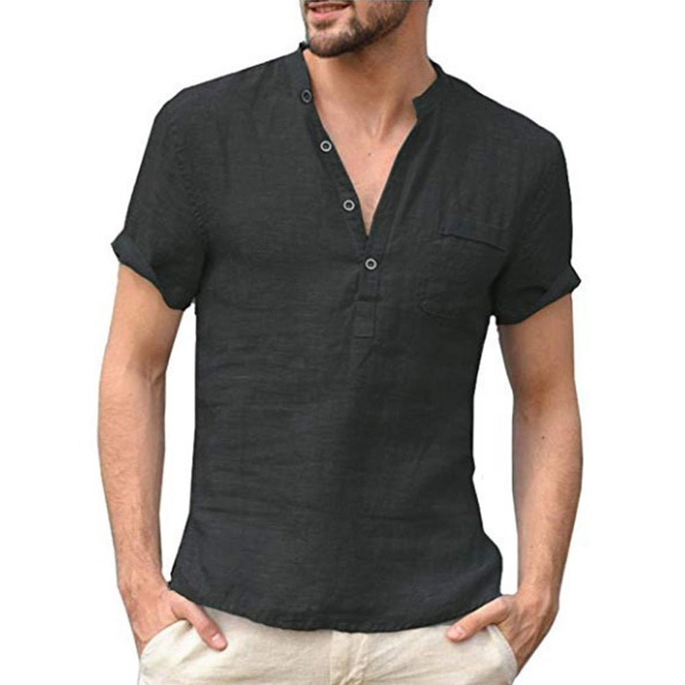 Bolento Matthia's Herren Kurzarm T-Shirt aus Leinen-Baumwolle - Atmungsaktiv