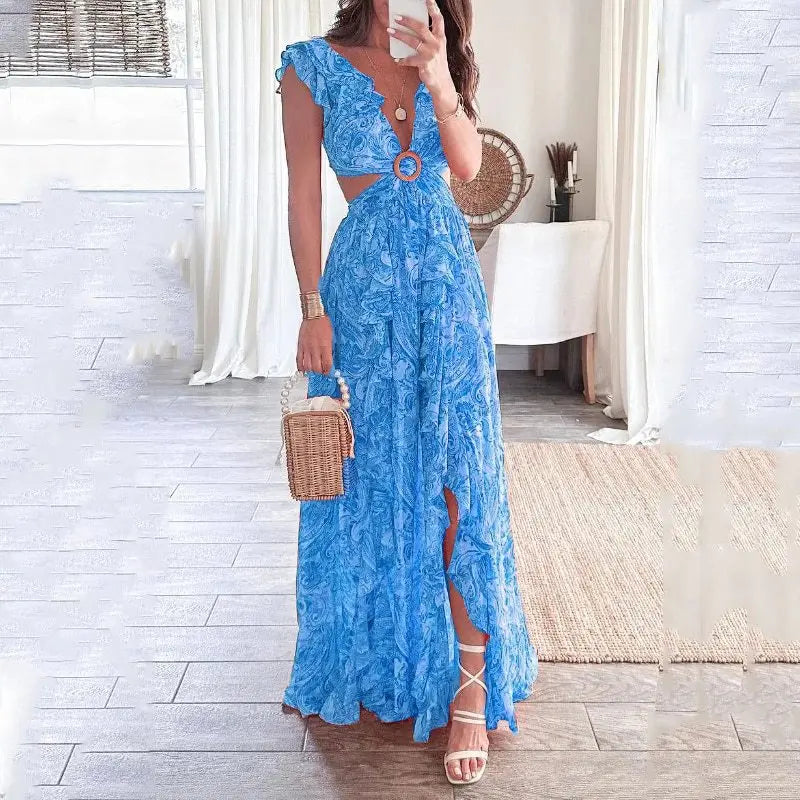 Gemma - Robe élégante, dos nu, sexy, col en V profond
