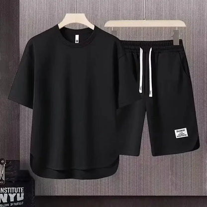 Męski komplet dresowy na lato – T-shirt z krótkim rękawem i szorty z kieszeniami