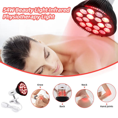 Red Light Therapy Lamp For Face 54W 660nm & 850nm Infrared Light Therapy Device For Muscle Joint Pain Relief Skin Health Tools