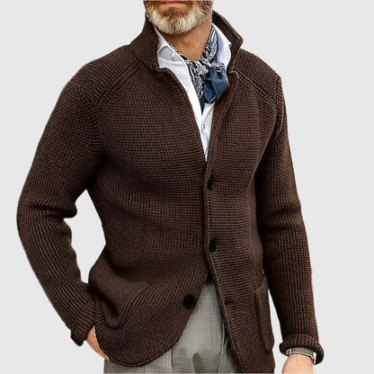 Zavian | Retro militair vest voor heren met opstaande kraag – gebreide trui, casual jasje, vintage stijl