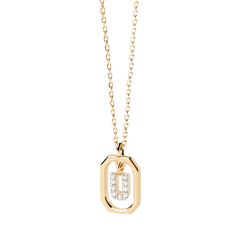 Collana Iniziale Personalizzata con Zirconi | Placcata in Oro – Ciondolo Lettera Alfabeto