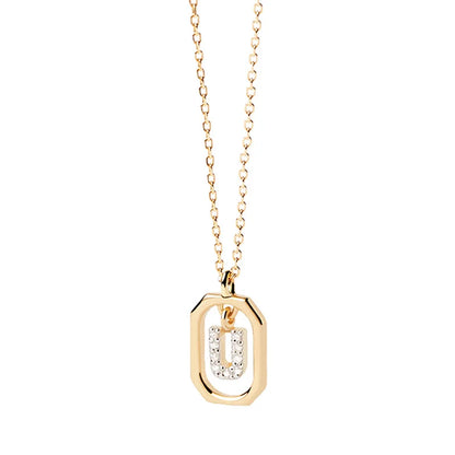 Collana Iniziale Personalizzata con Zirconi | Placcata in Oro – Ciondolo Lettera Alfabeto