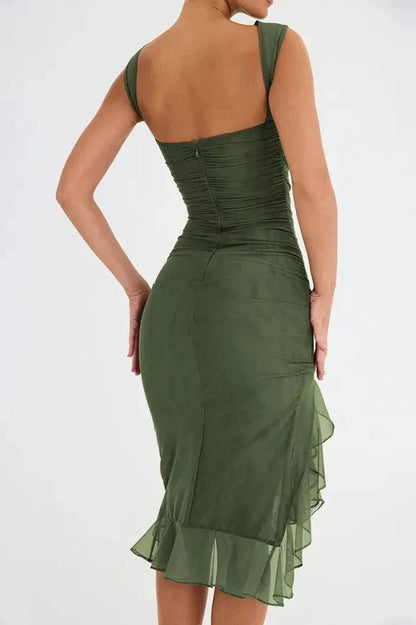 Damen Elegantes Cocktail Sommerkleid | Midi