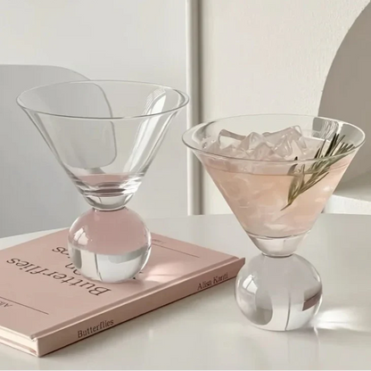 Martini Glass Crystal 4 in Elegant Cocktail Bar Drinking Glassware Refined Globe Design | Thomler
