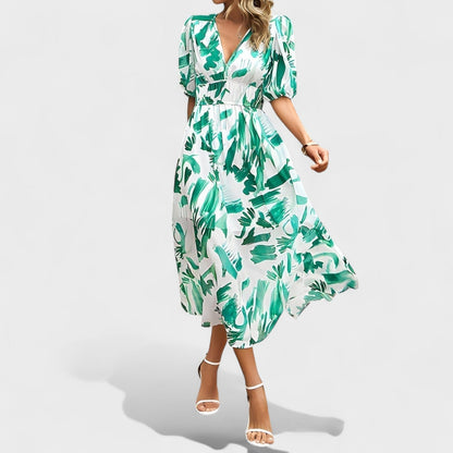 Clara – Vestido Midi Floral Elegante que realza tu feminidad