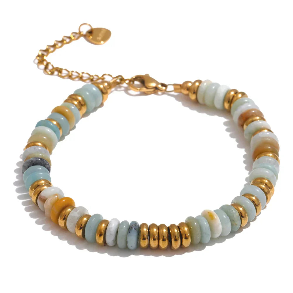 Sylvia Colorful Natural Stone Beaded Bracelet – Boho Chic Jewelry | Huna Jewelry