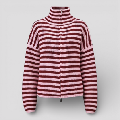 Pull Femme à Rayures Col Roulé
