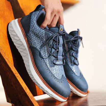 Men's Genuine Leather Casual Mesh Sneakers