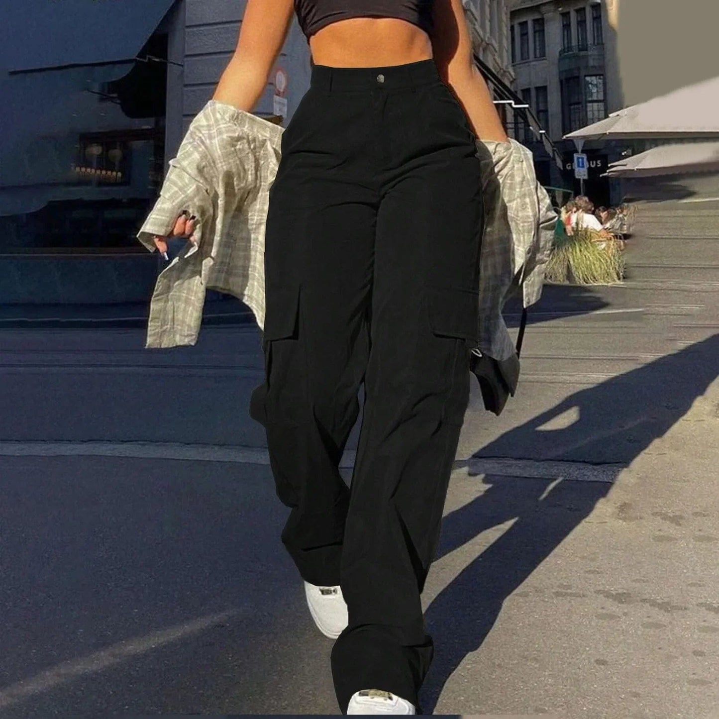 Chantal - High Waisted Pocket Cargo Trousers