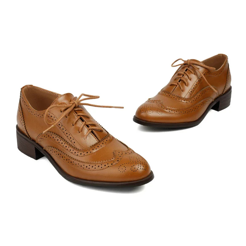 Women’s Oxford Brogue Shoes | Vintage-Inspired with Low Heel