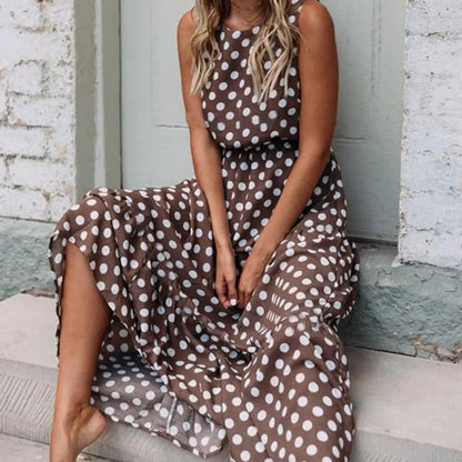 Hestia | Vestido maxi casual sin mangas con lunares