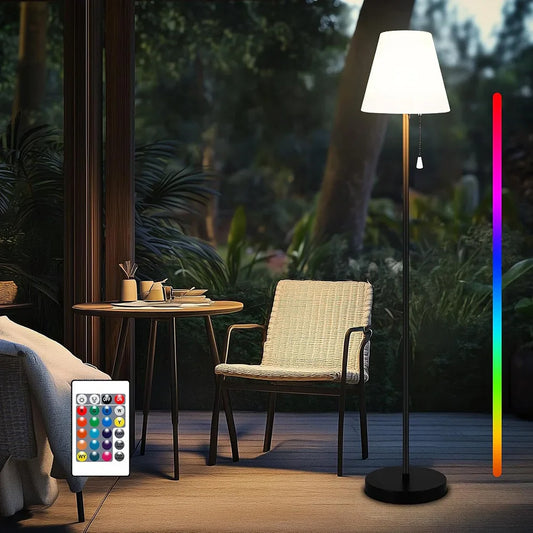 LED Floor Lamp Solar For Living Room Adjustable Rechargeable Stand Light Dimmable Cordless w/ Light Sensor Patio Standing Light