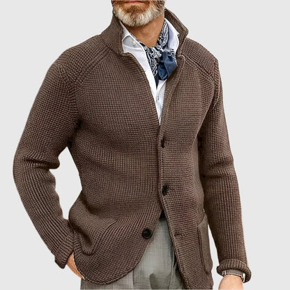 Zavian | Retro militair vest voor heren met opstaande kraag – gebreide trui, casual jasje, vintage stijl