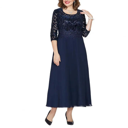 Plus Size Lace Chiffon Dress