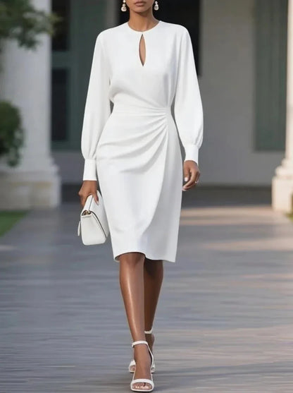 Caliora | Women Long Sleeve Formal Midi Dress