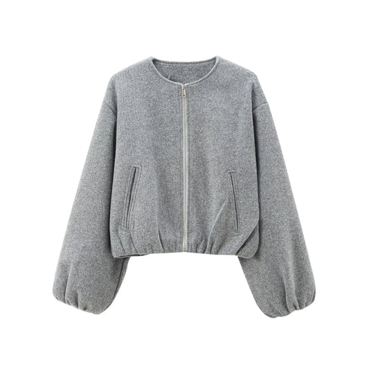 Fioréne | Dames Grijze Bomberjas – Losse Fit & Comfortabel