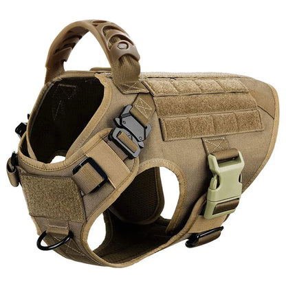 Tactical Dog Harness Heavy Duty Handle 1050D Nylon MOLLE No-Pull Adjustable Large Breeds Training Outdoor Walking Harness Metal D-Ring | Koossa