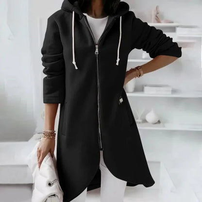 Elsie | Hooded cardigan with curved hem