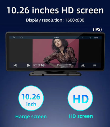 Universeller 10,26-Zoll (26,06 cm) Auto-Multimedia-Player mit kabellosem CarPlay und Android Auto