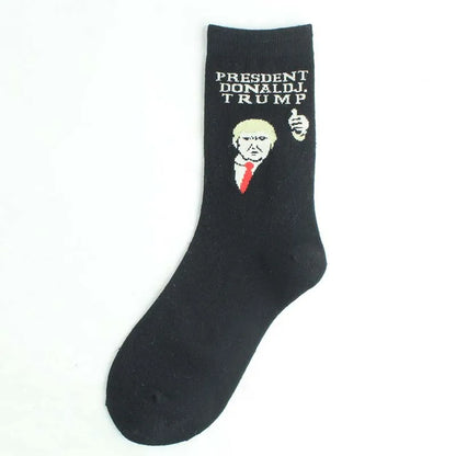 Funny President Donald Trump Socks with 3D Fake Hair Crew Socks Mens Compression Socks Streetwear Hip Hop 2022