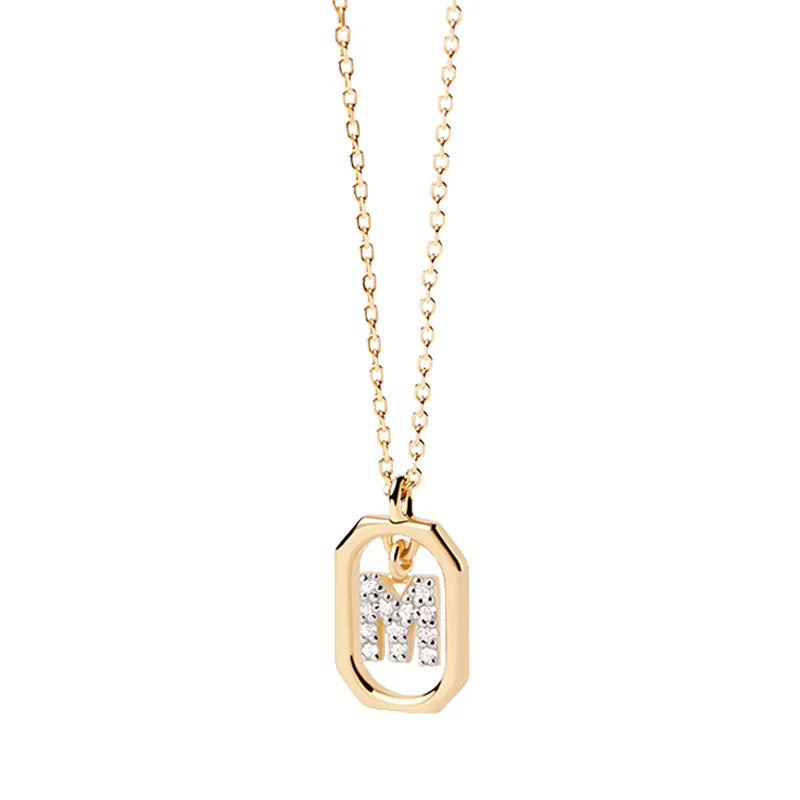 Collana Iniziale Personalizzata con Zirconi | Placcata in Oro – Ciondolo Lettera Alfabeto