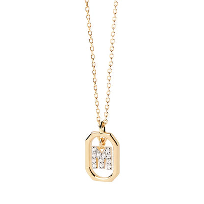 Collana Iniziale Personalizzata con Zirconi | Placcata in Oro – Ciondolo Lettera Alfabeto