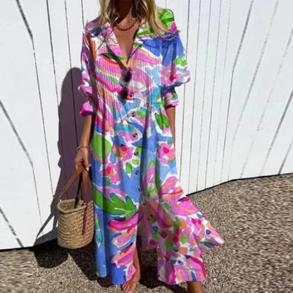 Clémence – Robe maxi bohème à col en V femme