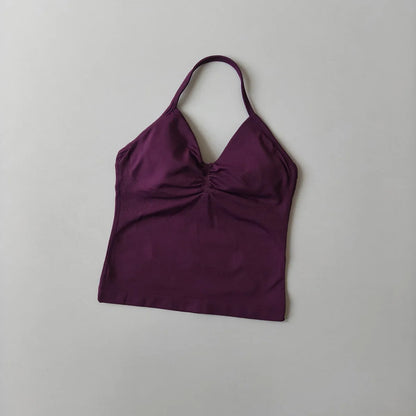 NO LOGO Women's Longline Strappy Backless Gym Top Scrunch Workout Open Back Bra Tank Top for Running Yoga Shirt