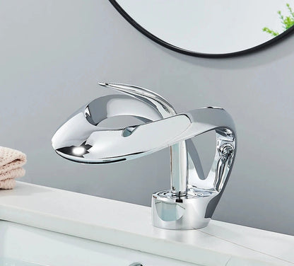 Messing Basin Mixer Tap with Waterfall Spout - Flowarc