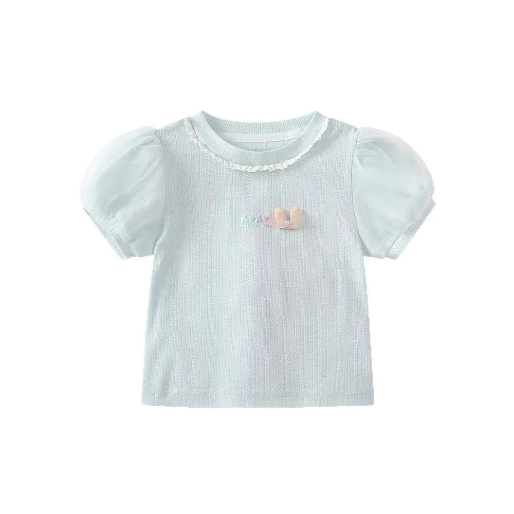 Solo Leveling Girls Short-sleeved Summer Cotton Cute Baby Girl Stylish Three-dimensional Flower Children's T-shirt Clothes