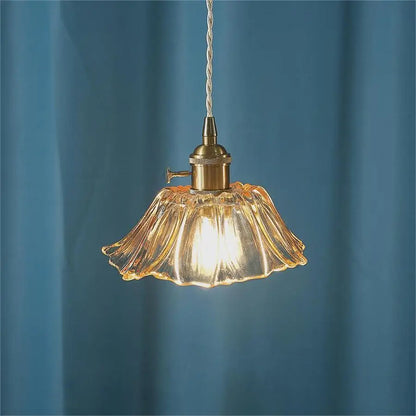 Modern Glass sunflower LED Pendant Lamp With Switch Living Room Bedroom Green Amber Nordic Hanging Lights Luminaria Hanglamp