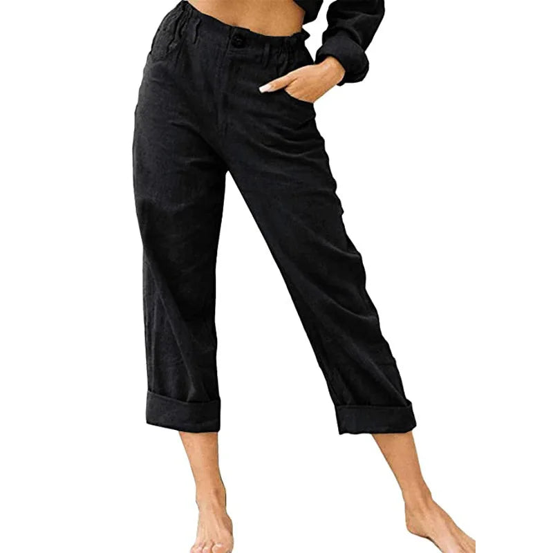 Amalia - Damen Baumwolle Cropped Hose