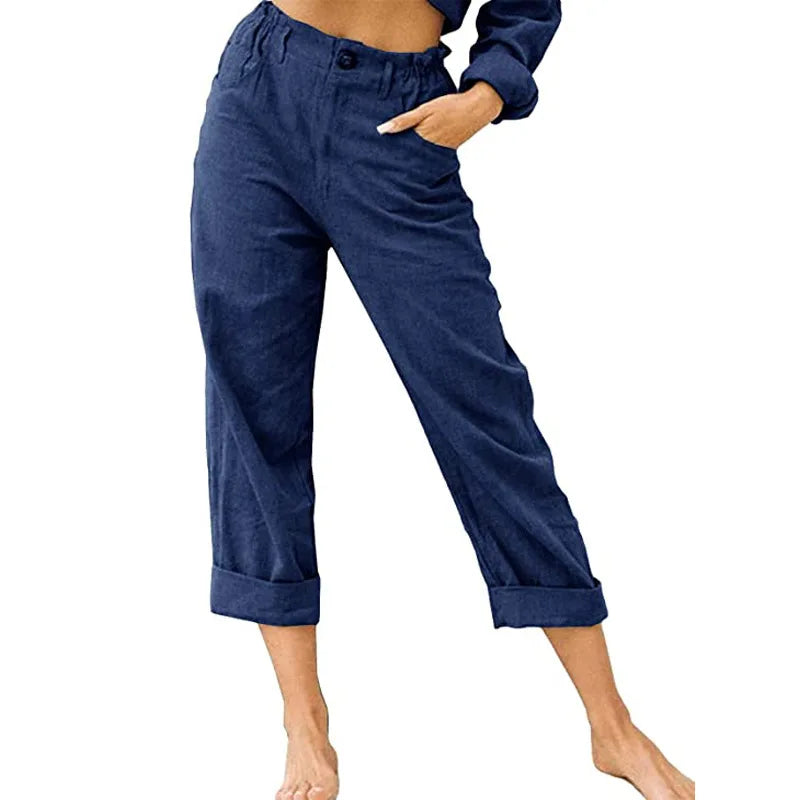 Amalia - Damen Baumwolle Cropped Hose
