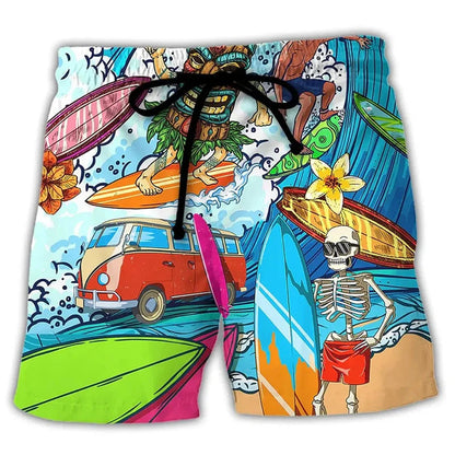 Short de bain homme à motifs avec ceinture ajustable