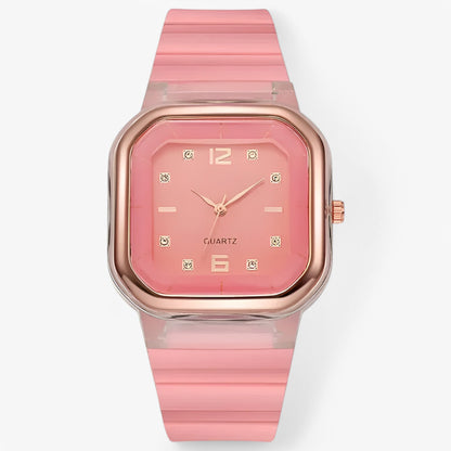 Janessa | Dameur i silikone med stor urskive og strassdetaljer - lyserød - watches - {{ product_tags }