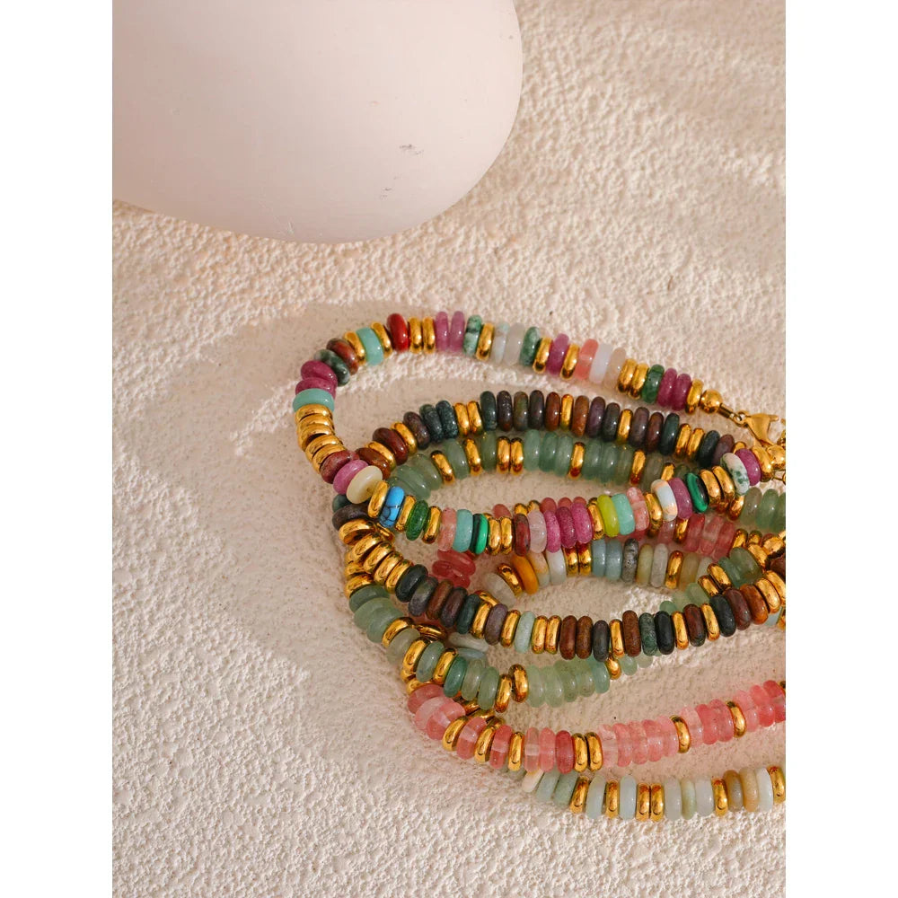 Sylvia Colorful Natural Stone Beaded Bracelet – Boho Chic Jewelry | Huna Jewelry