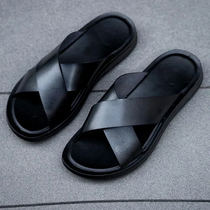 Italienische Herren-Leder-Pantoletten – Lorenzo