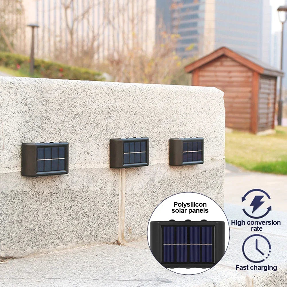 LED Solar Wall Lamp Outdoor Waterproof Up and Down Luminous Lighting Garden Decoration Solar Lights Stairs Fence Sunlight Lamp