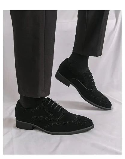 Men's Suede Leather Brogue Oxfords Dress Shoes