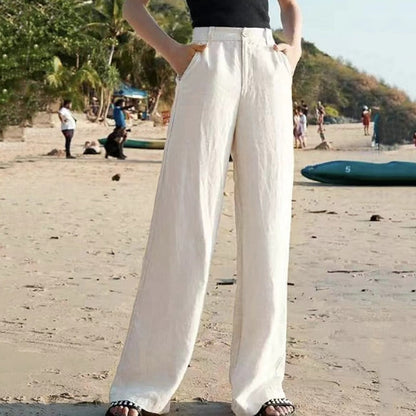 Pantalon Décontracté Élégant Femme – Pantalon Confort Classique à Jambe Large