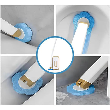 VOFUN-Disposable Head Toilet Brush System Including Holder& 30 Refills, For Bathroom, RV Tub For Easy Replacement Brush Kit