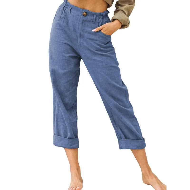 Amalia - Damen Baumwolle Cropped Hose