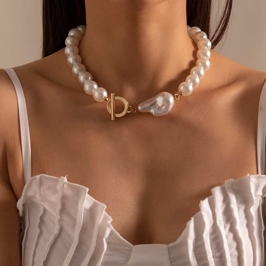 Pearl Heart OT Buckle  Necklace