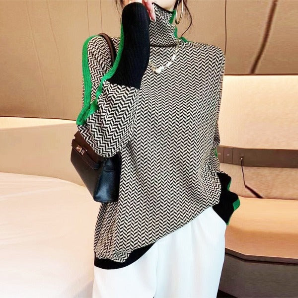 Bella | Women Luxe Herringbone golf sweater