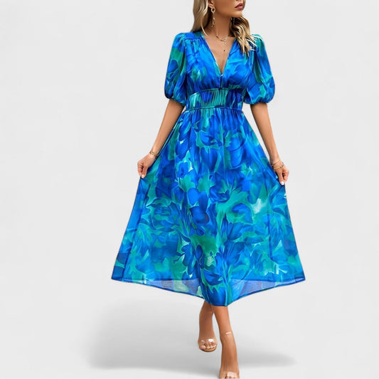 Clara – Vestido Midi Floral Elegante que realza tu feminidad