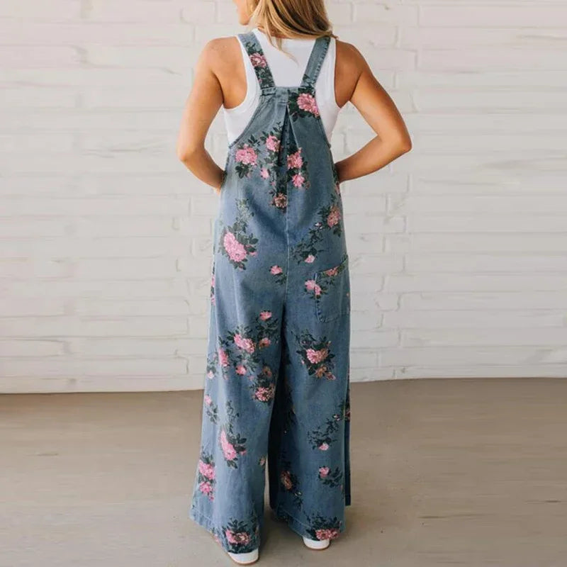 Lydia - Summer Floral Printed Sleeveless Jumpsuit